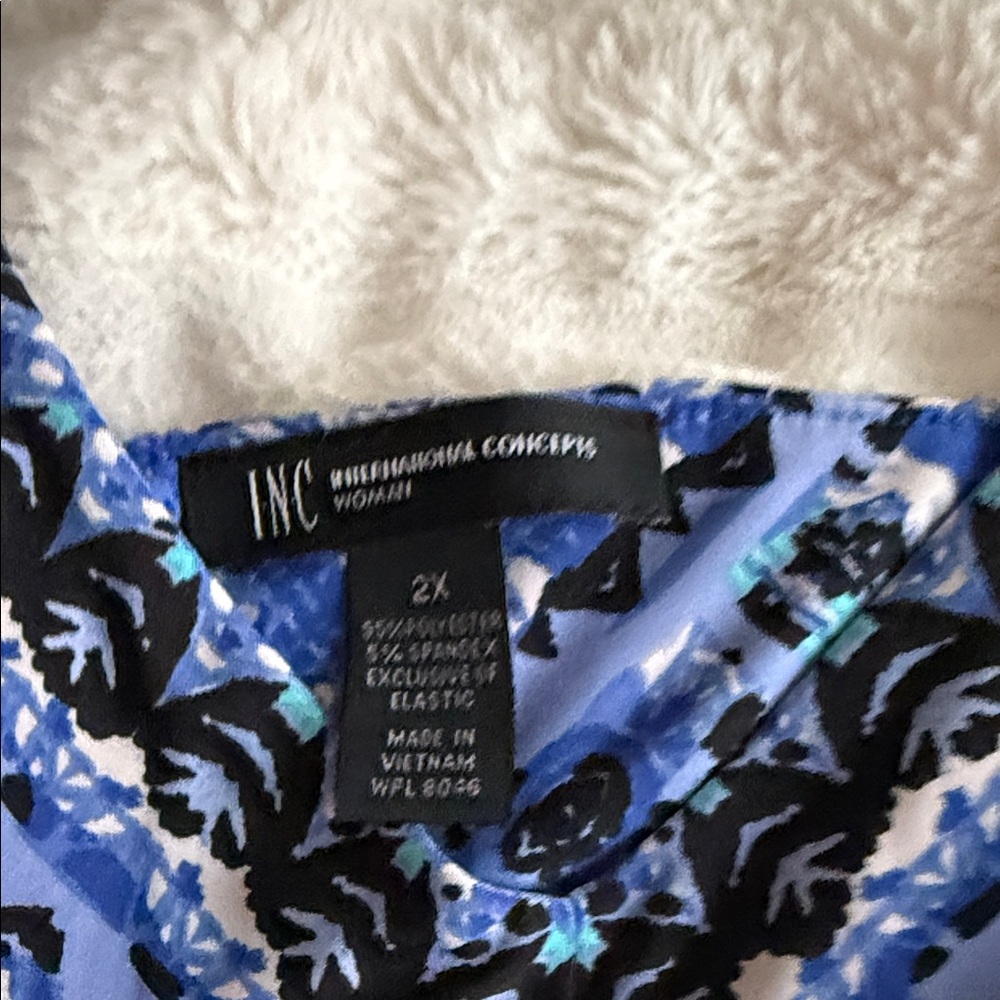 INC International Concepts Blue Patterned Dress - Picture 2 of 4